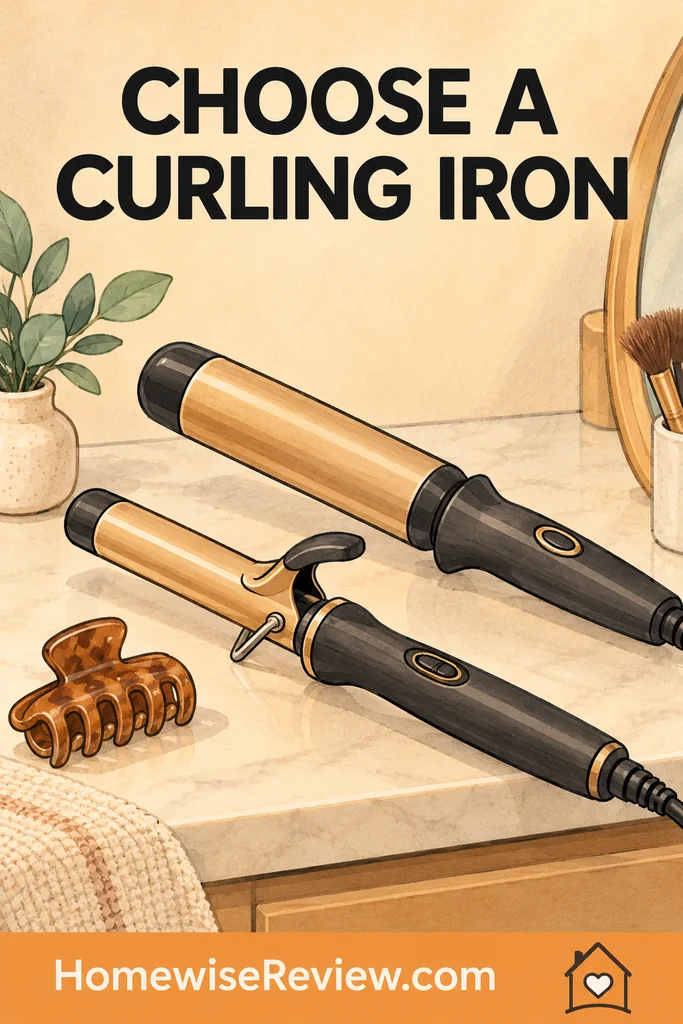 Illustration of two curling irons with different barrel sizes